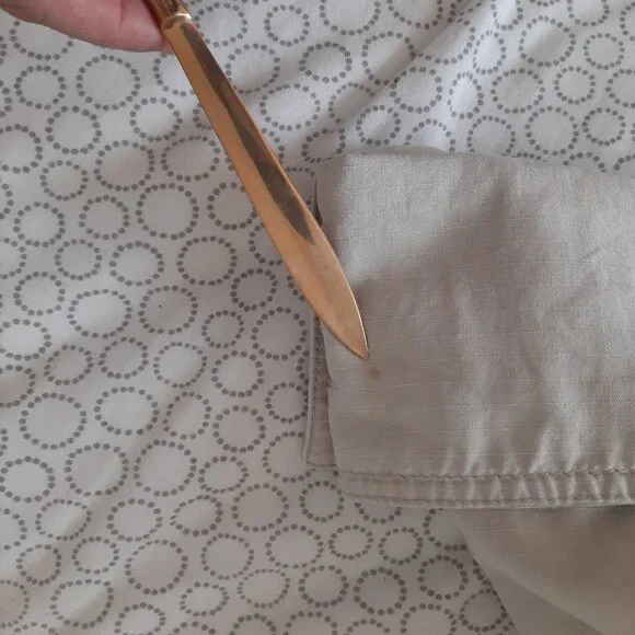 VTG DKNY JEANS tan cotton canvas military utility peplum jacket Sz M - Picture 11 of 12